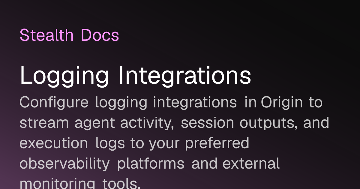 Logging Integrations | Origin Docs
